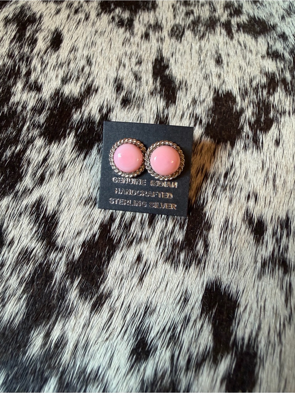 Pink conch and sterling silver earrings